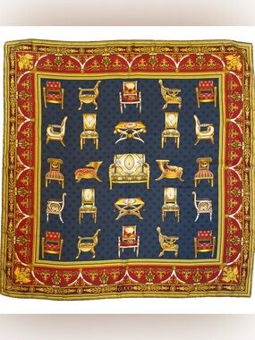 Vintage Gucci "Baroque Chairs" silk scarf